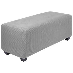 Ottoman Cover with Elastic Bottom Slipcover Large Light Gray
